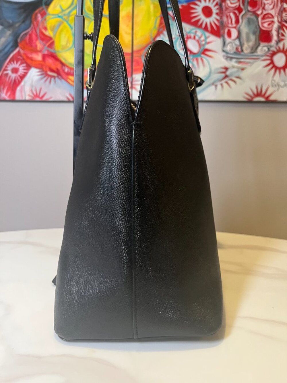 Kate Spade New York Black Saffiano Leather Large Tote Shoulder Bag Work Purse - Picture 5 of 11